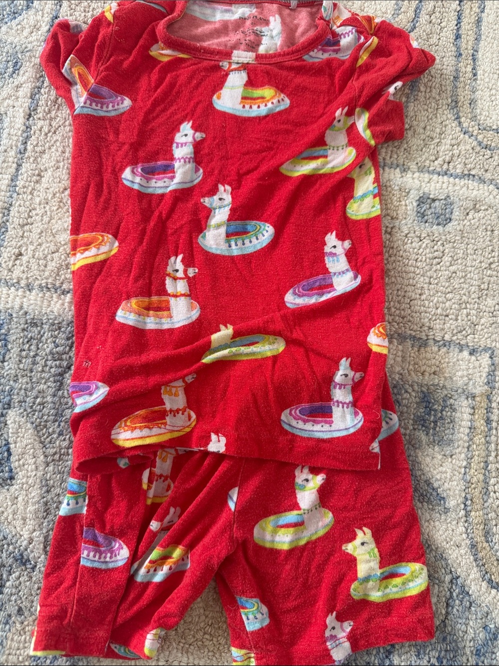 Posh Peanut Red Llama Float Pajama Set 2T